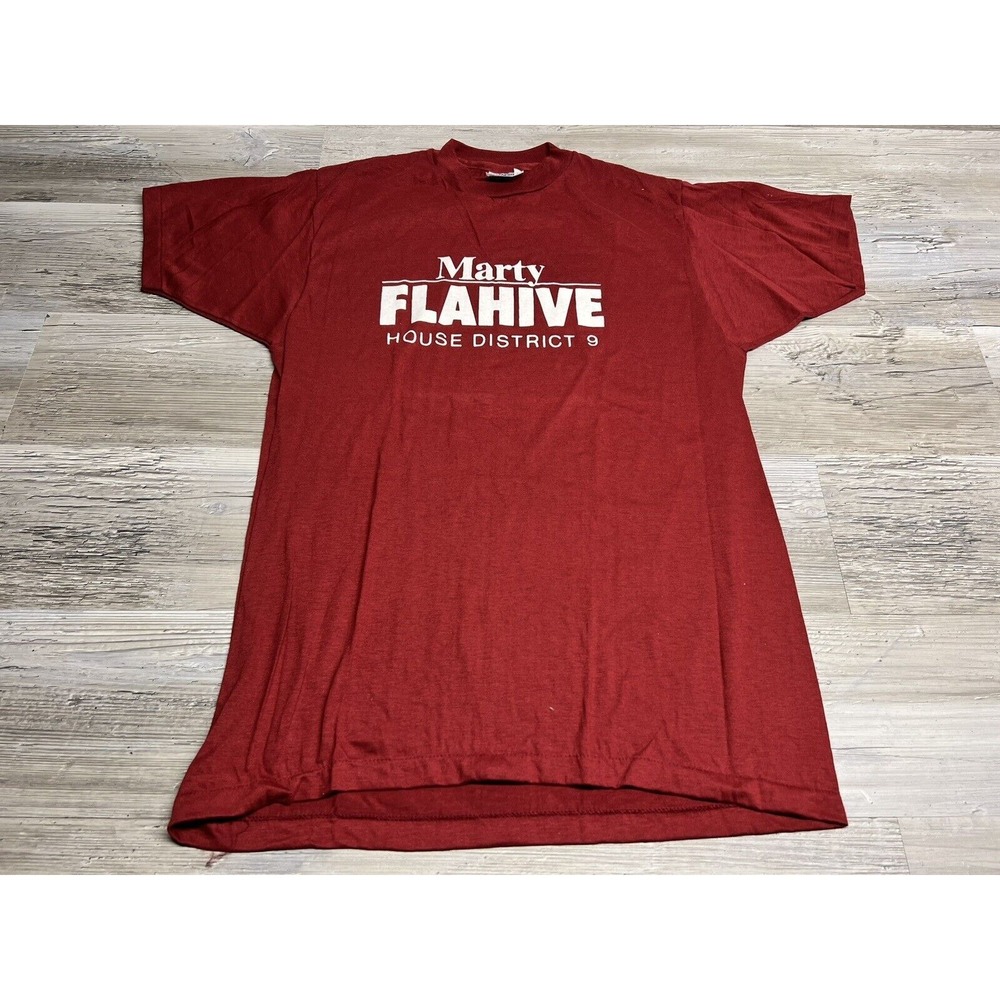 Vtg 90s Local Election T-Shirt Marty Flahive House District 9 Single Stitch Sz L